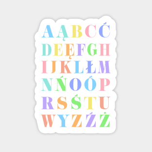 Children's Polish Alphabet Chart, Poland Language Chart, Pastel Sticker